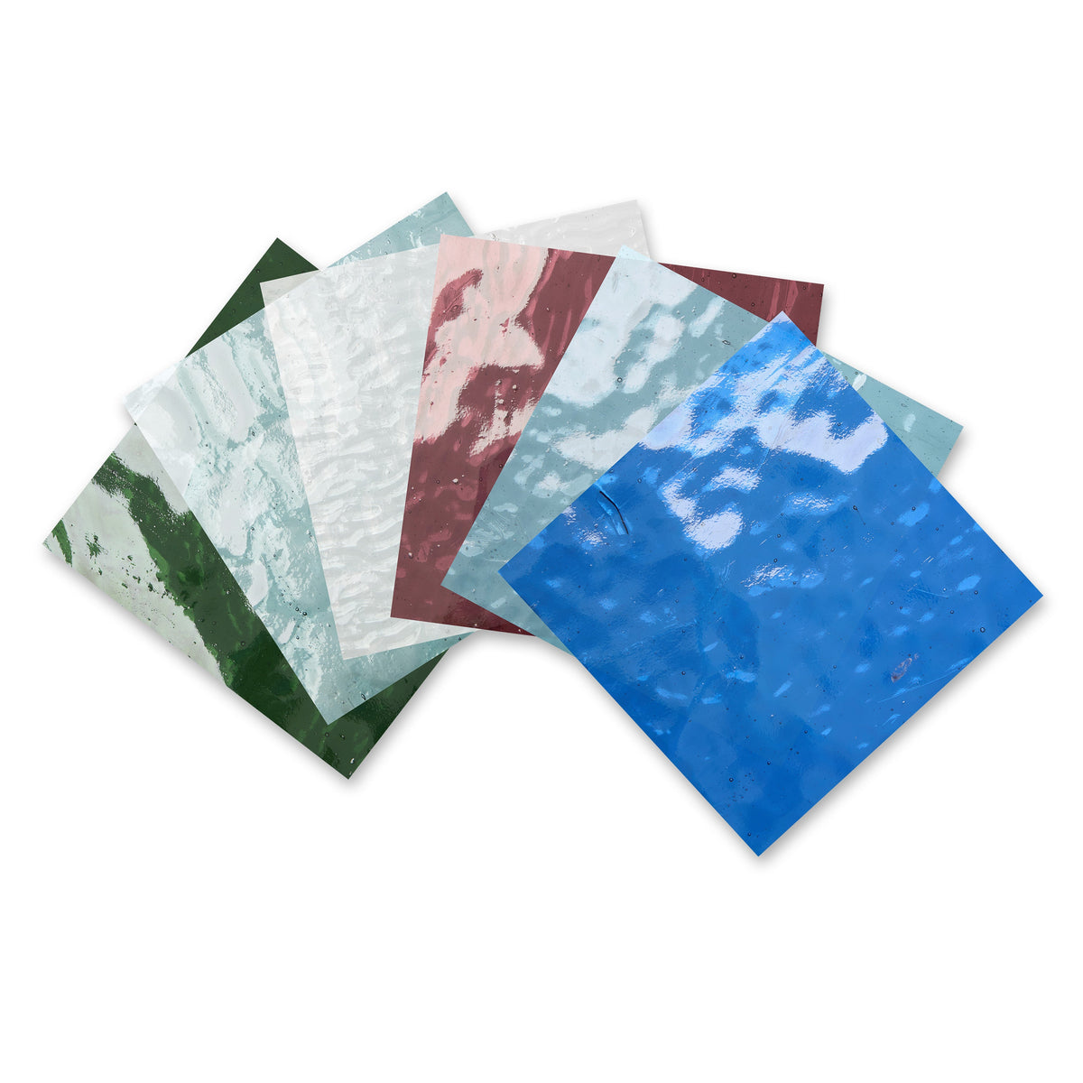 Assorted Set of Six - 12" x 12" Cathedral Glass