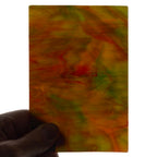 Glass Sheet Mixed Colors Streaky w/ Red/Yellow/Green and Iridescent Finish