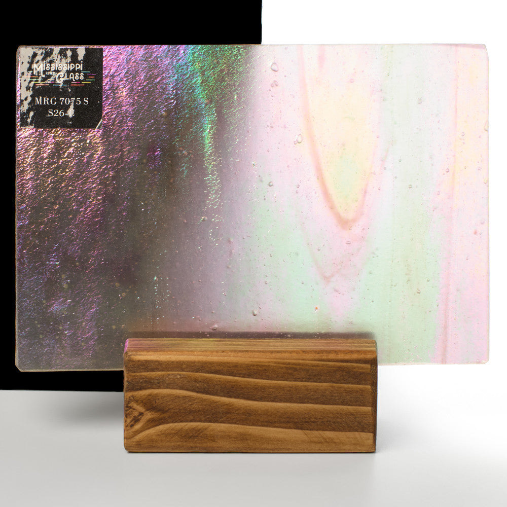 Glass Sheet Pink Streaky w/ Multi Colors and Iridescent Finish