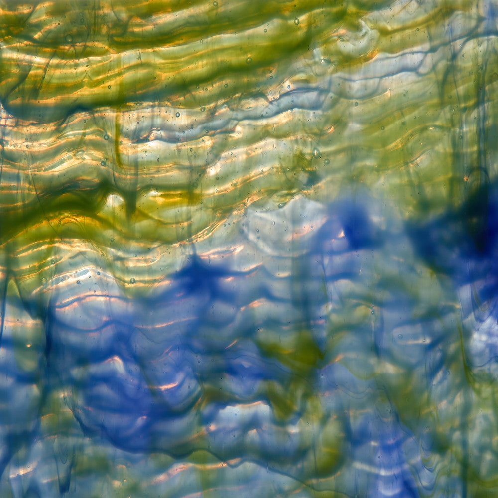 Rippled Glass Sheet Mixed Colors Streaky w/ Multi Colors