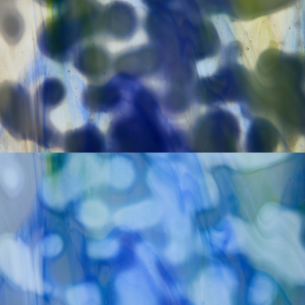 Glass Sheet Mixed Colors Mottled w/ Green/White/Blue Streaky