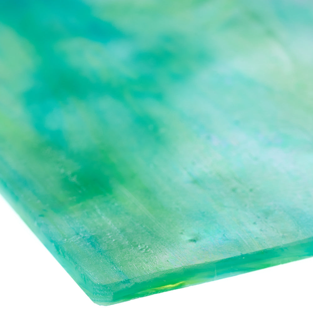 Glass Sheet Mixed Colors Mottled w/ Green/Aqua Streaky