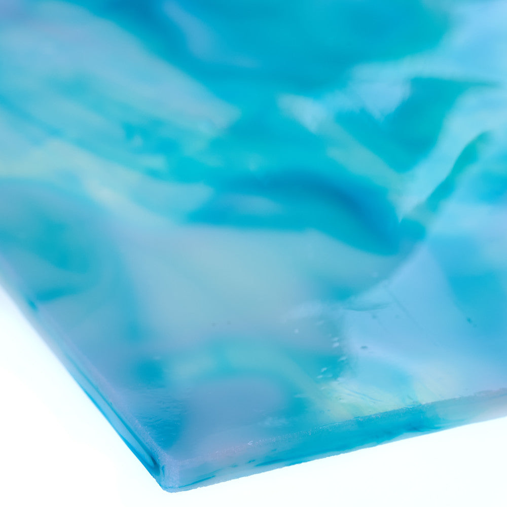 Glass Sheet Mixed Colors Mottled w/ Aqua/Pink/White Streaky