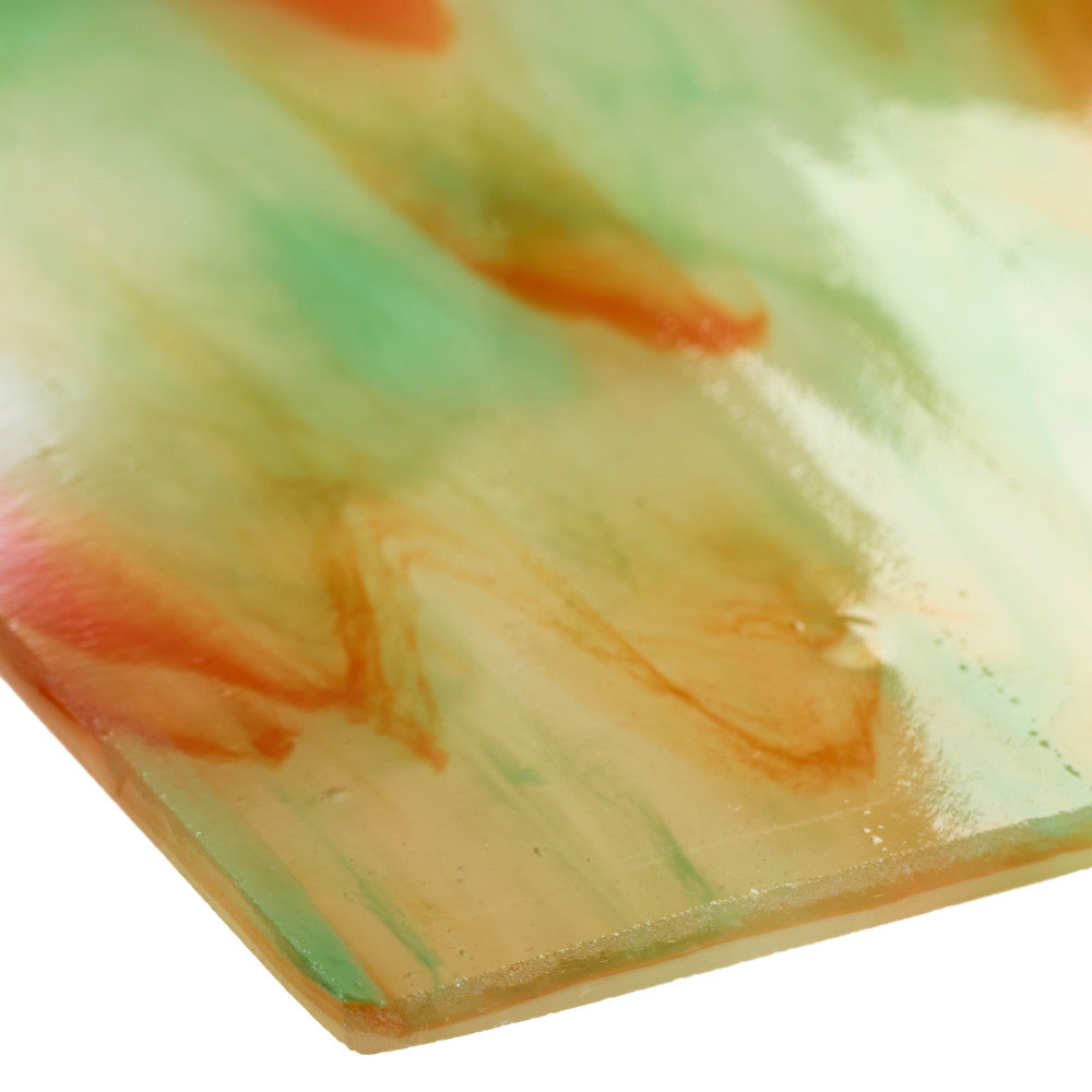 Glass Sheet Orange with Green Streaky