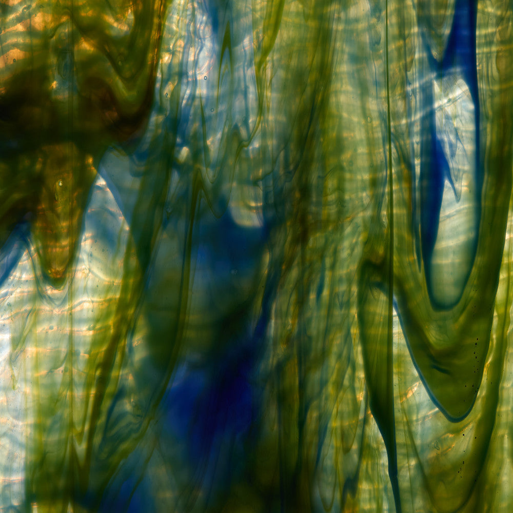 Rippled Glass Sheet Mixed Colors Streaky w/ Multi Colors