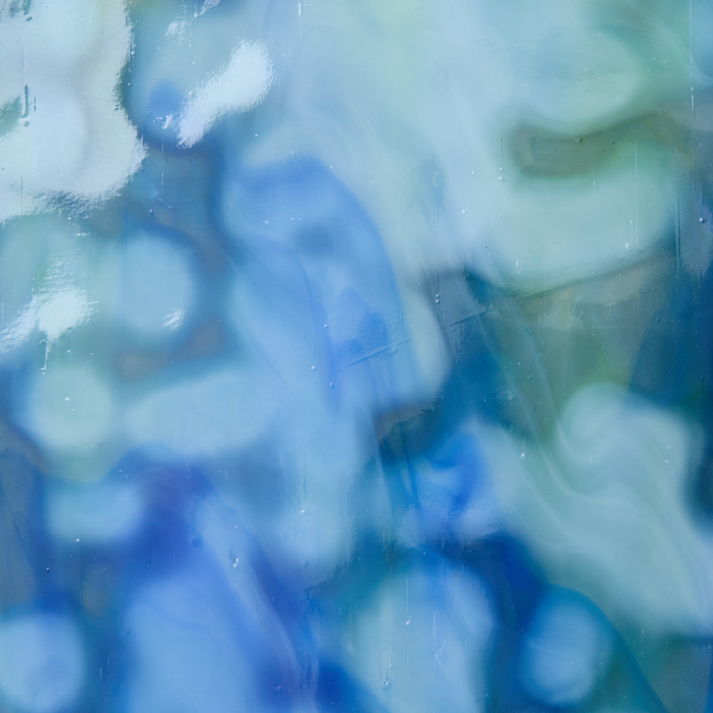 Glass Sheet Mixed Colors Mottled w/ Green/White/Blue Streaky