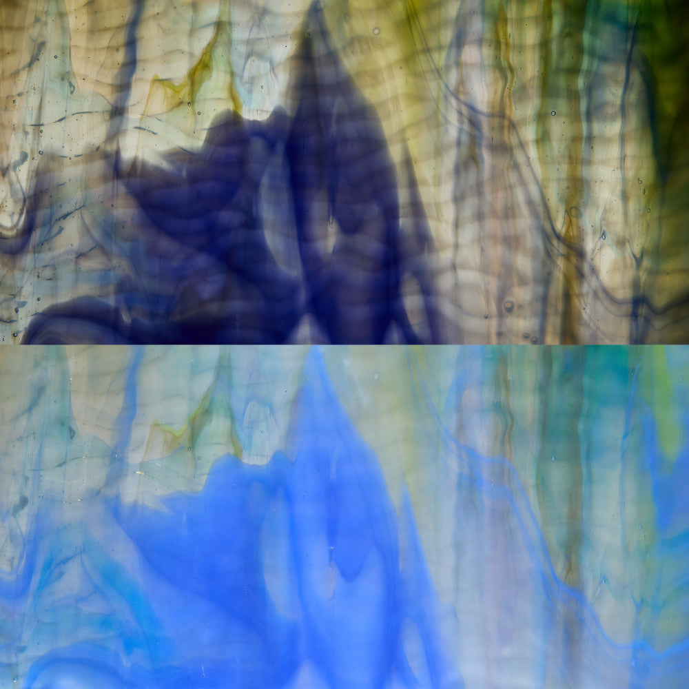 Rippled Glass Sheet Mixed Colors Streaky w/ Multi Colors