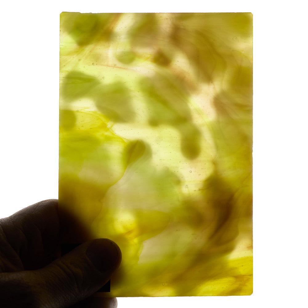 Glass Sheet Mixed Colors Mottled  w/ Yellow/White/Purple Streaky