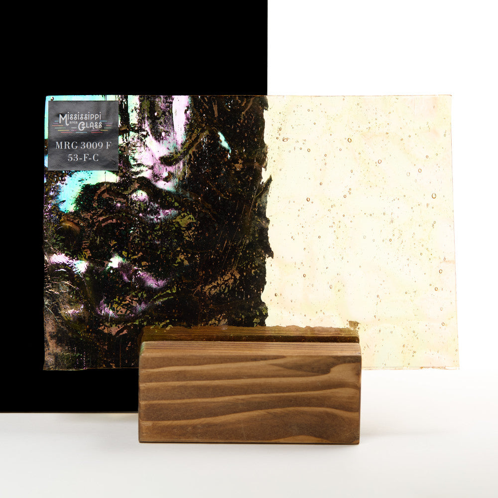 Iridescent Finish Glass Sheet Yellow Flemish Texture