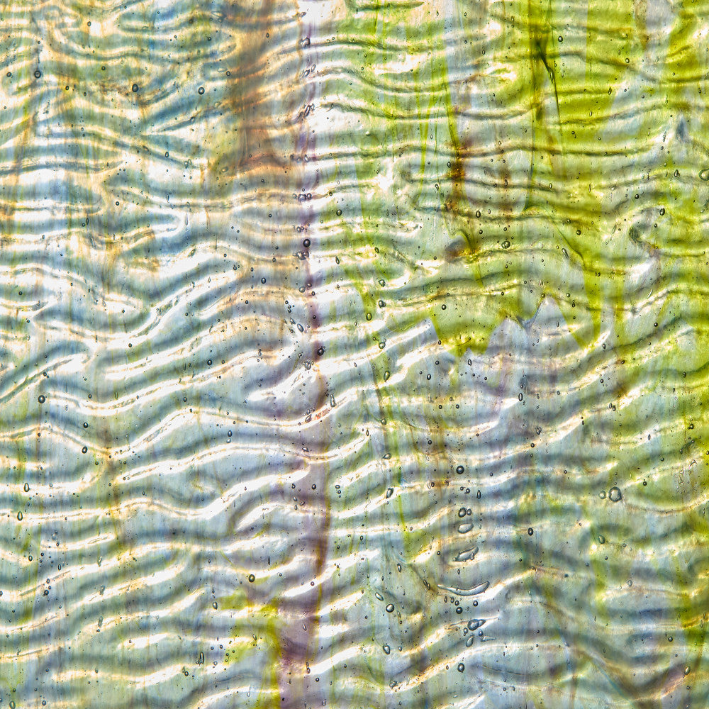 Rippled Glass Sheet Mixed Colors Streaky w/ Multi Colors
