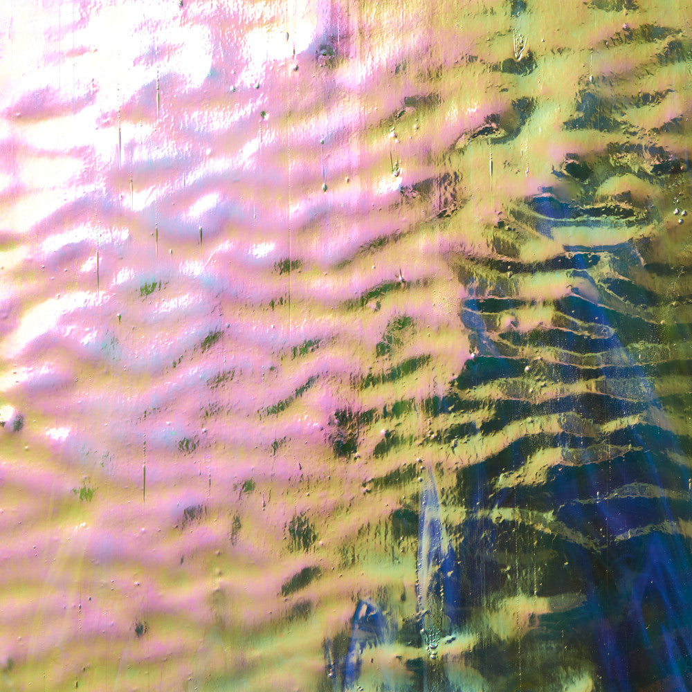 Rippled Glass Sheet Green Streaky w/ Multi Colors and Iridescent Finish