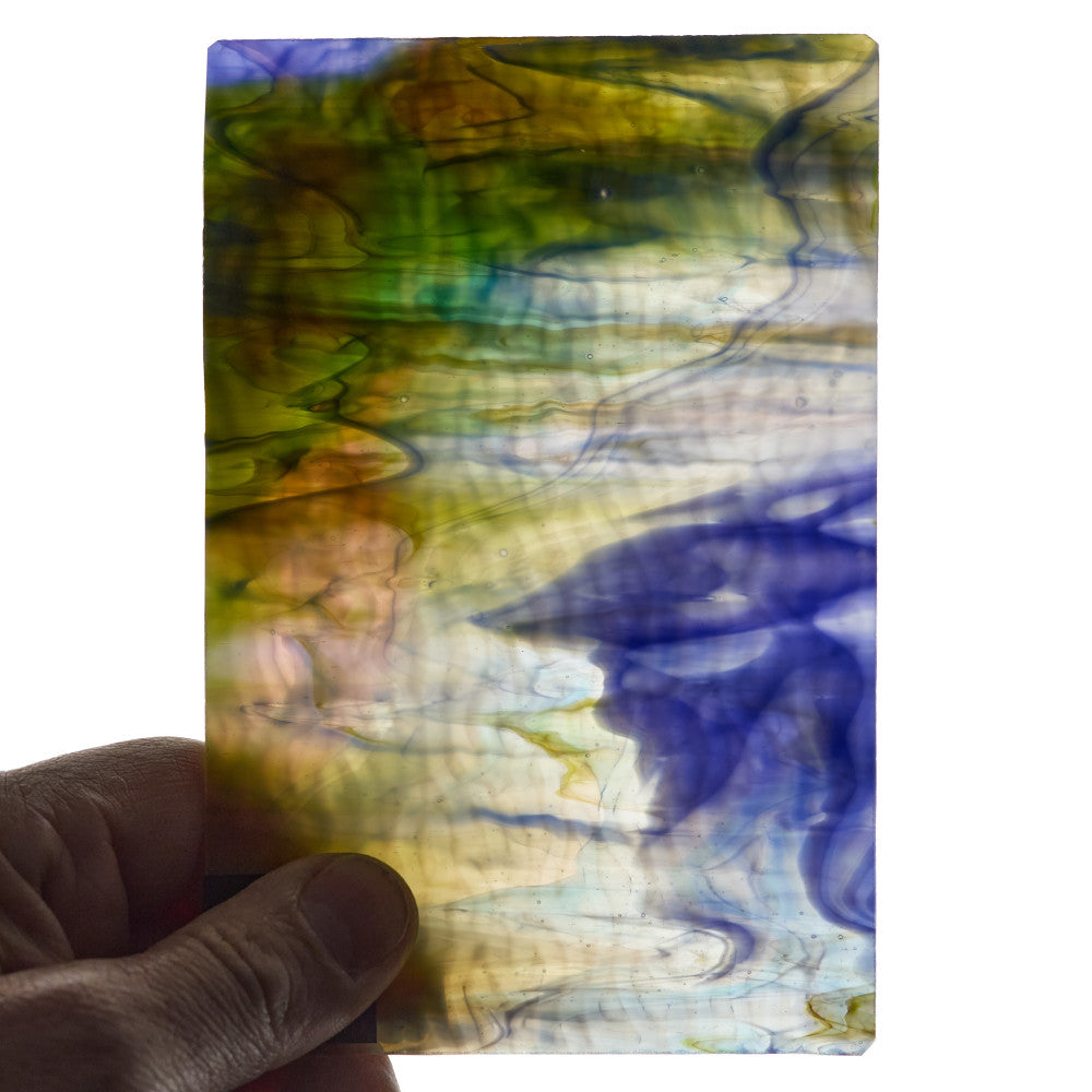 Rippled Glass Sheet Mixed Colors Streaky w/ Multi Colors