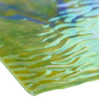 Rippled Glass Sheet Green Streaky w/ Multi Colors and Iridescent Finish