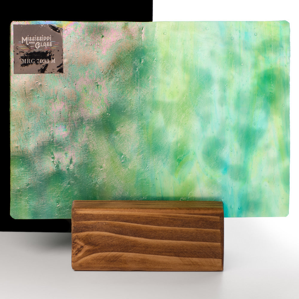 Glass Sheet Mixed Colors Mottled w/ Green/Aqua Streaky