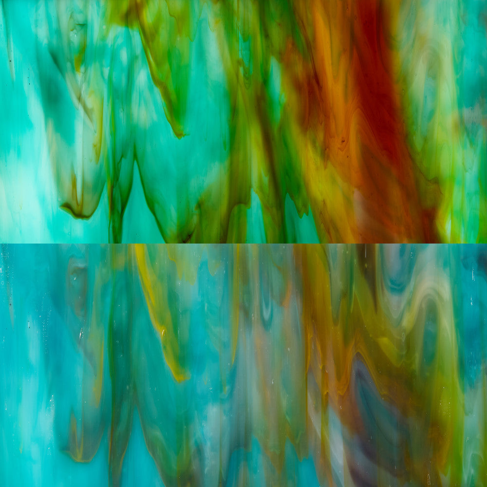 Glass Sheet Blue Streaky w/ Multi Color