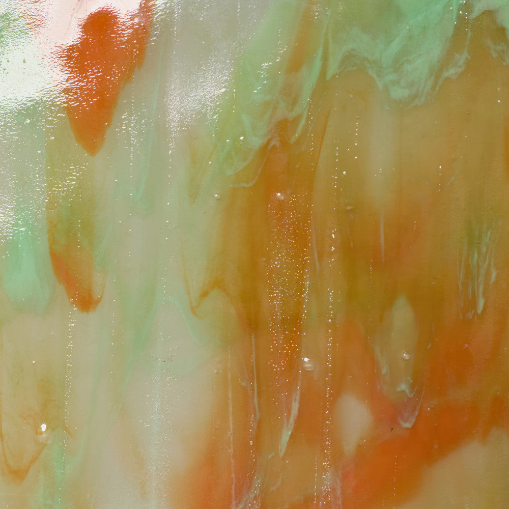 Glass Sheet Orange with Green Streaky