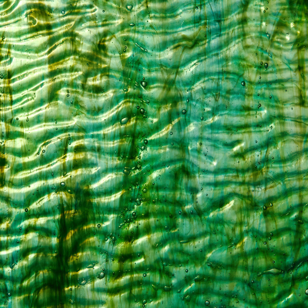Ripple Glass Sheet Mixed Green and Blue Streaky