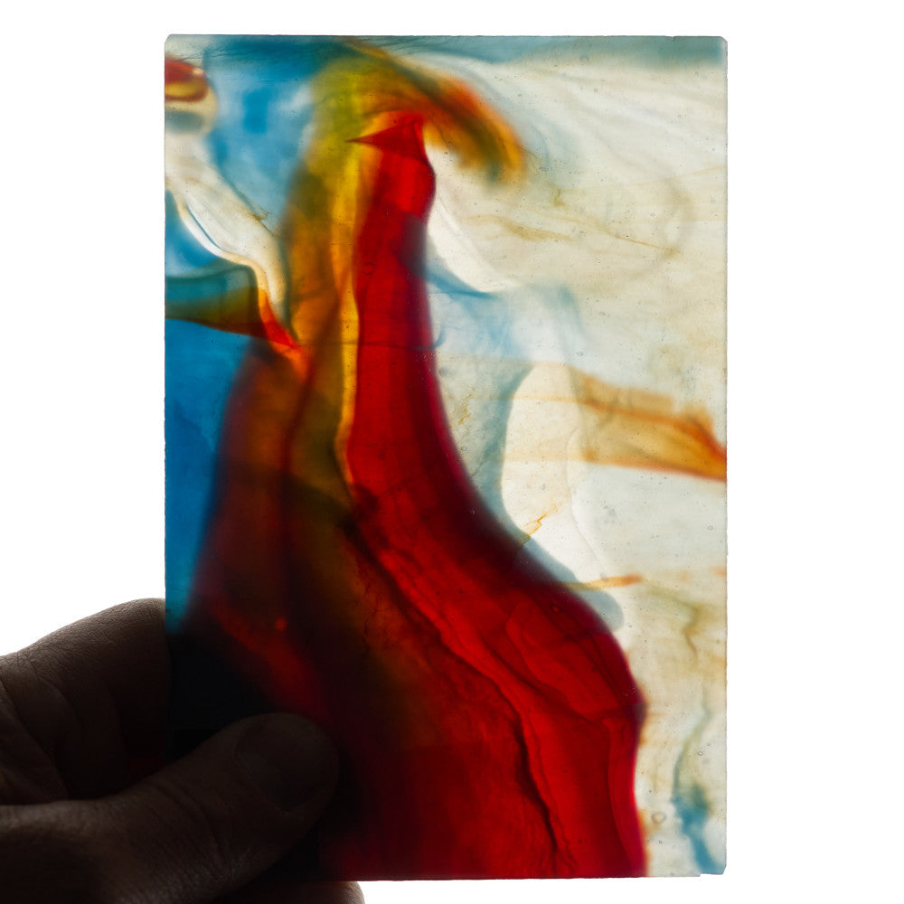 Glass Sheet Mixed Colors Streaky w/ Red/Aqua/Brown