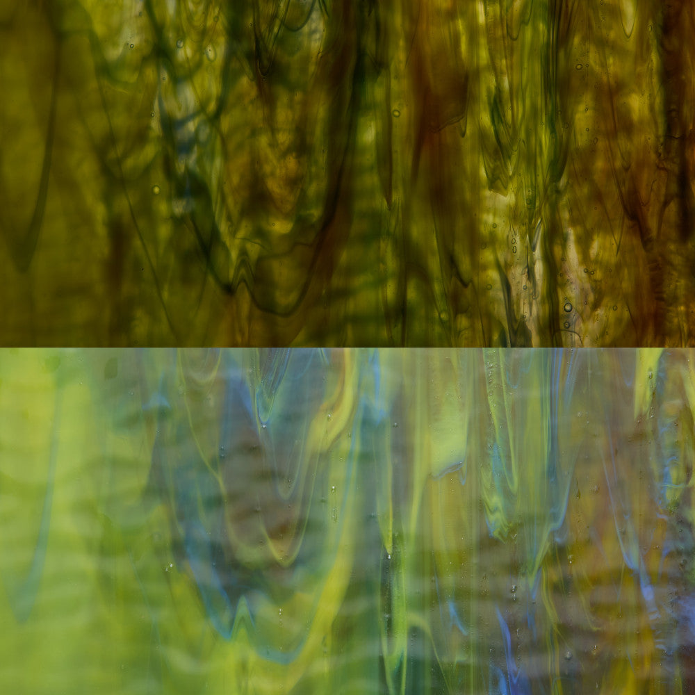 Rippled Glass Sheet Mixed Colors Streaky w/ Multi Colors