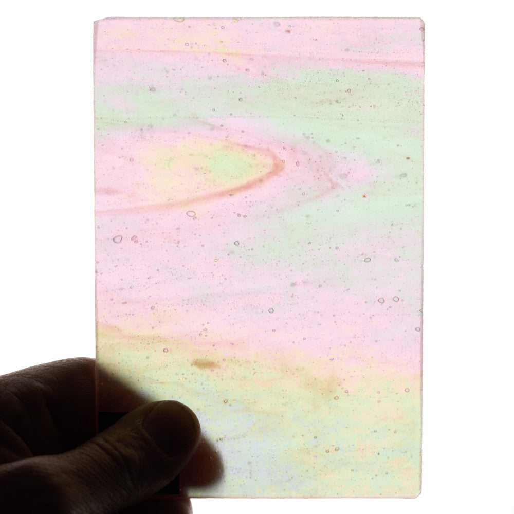 Glass Sheet Pink Streaky w/ Multi Colors and Iridescent Finish