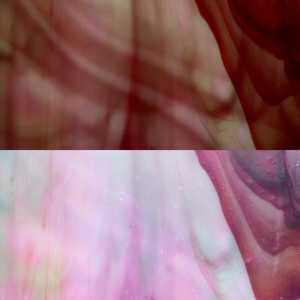 Glass Sheet Pink/Red Streaky w/ Iridescent Finish
