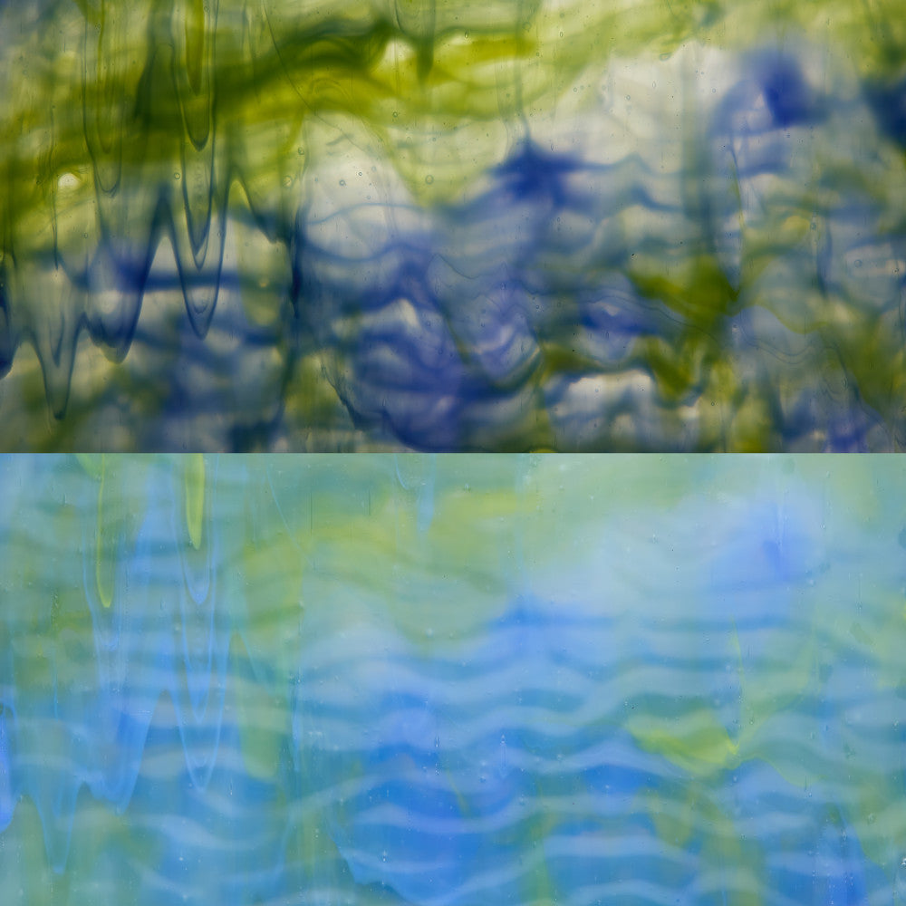 Rippled Glass Sheet Mixed Colors Streaky w/ Multi Colors
