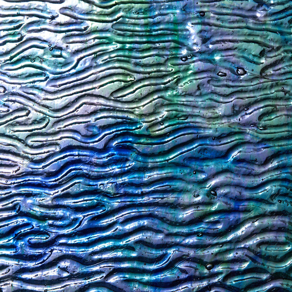 Rippled Glass Sheet Blue with Iridescent