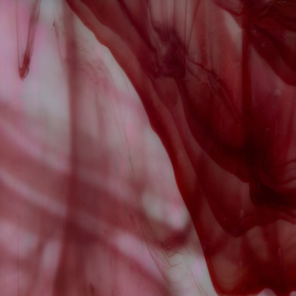 Glass Sheet Pink/Red Streaky w/ Iridescent Finish
