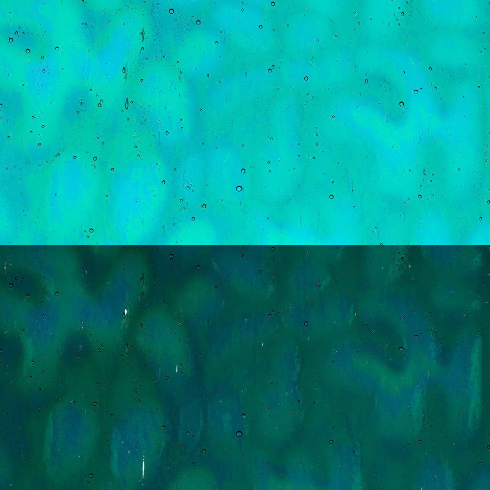 Iridescent Finish Glass Sheet Blue Cathedral with Flemish Texture