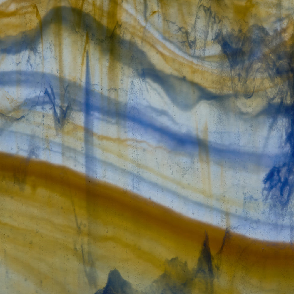 Glass Sheet Mixed Colors Streaky w/ Orange and Aqua