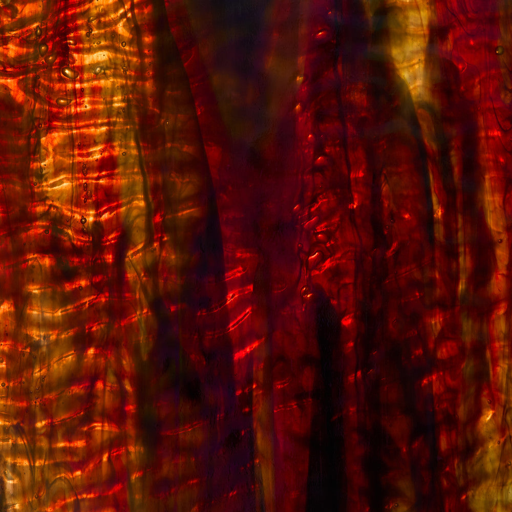 Rippled Glass Sheet Red Streaky w/ Multi Colors and Iridescent Finish