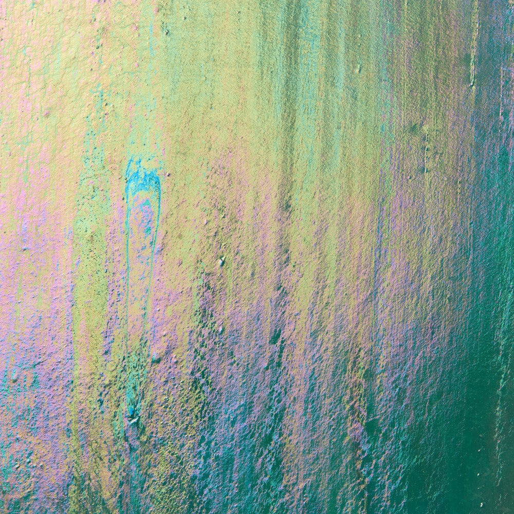 Iridescent Finish Glass Sheet Green and Blue Mixed Colors Streaky w/ Multi Colors