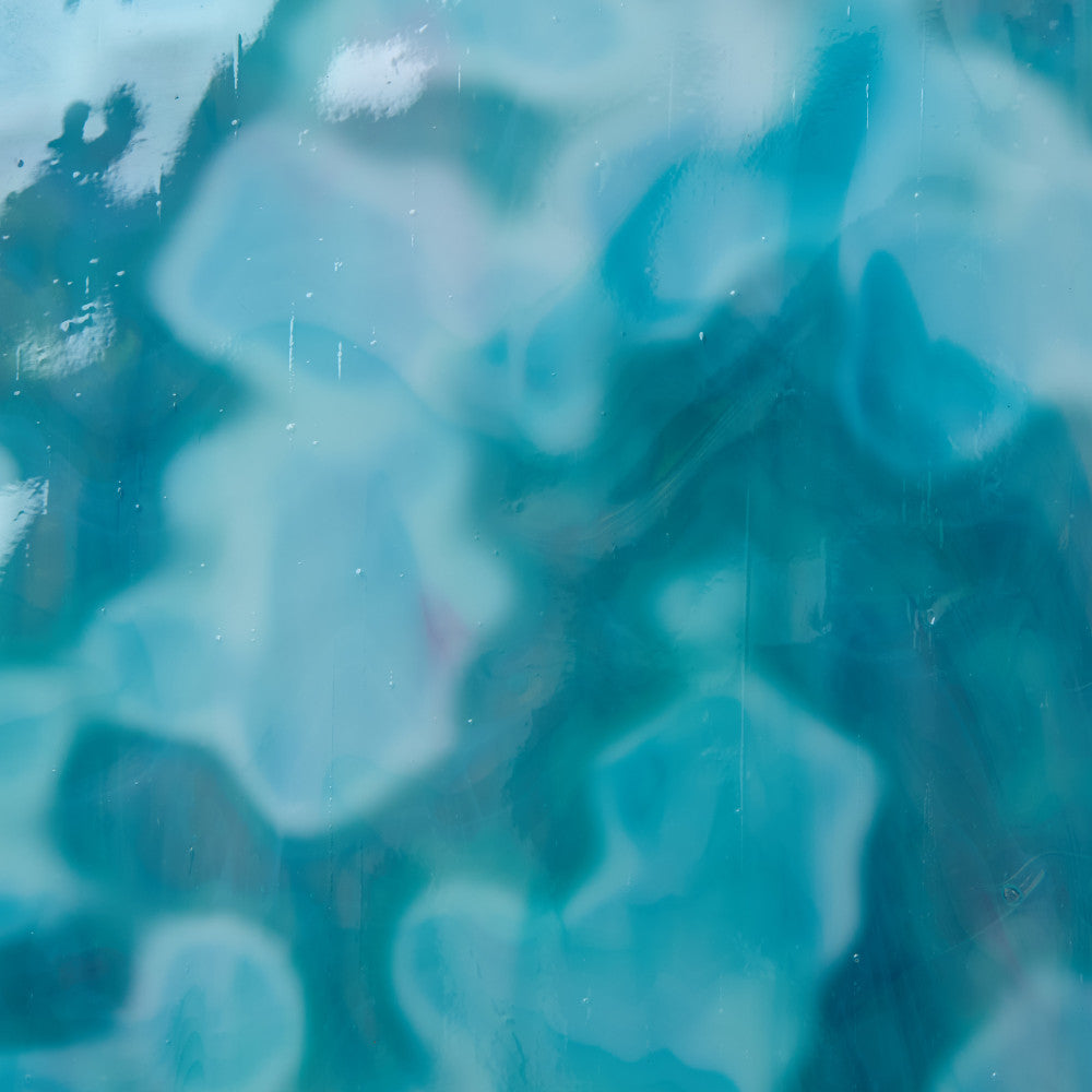 Glass Sheet Mixed Colors Mottled w/ Aqua/Pink/White Streaky