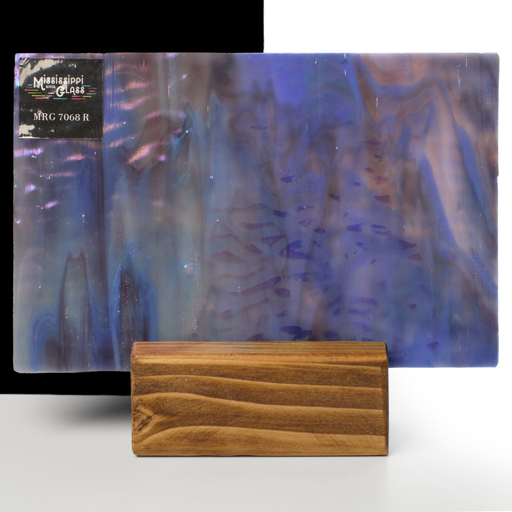 Rippled Glass Sheet Blue Streaky w/ Multi Colors and Iridescent Finish