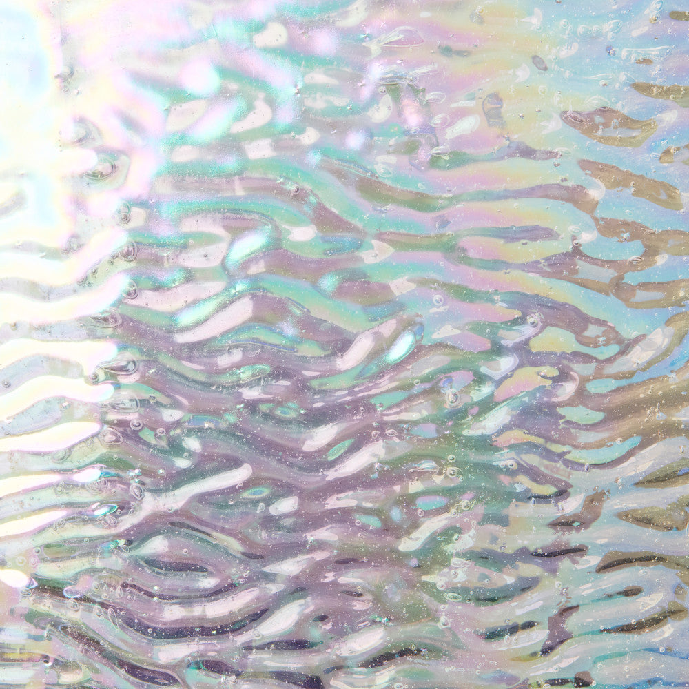 Iridescent Finish Glass Sheet Pastel Cathedral with Ripple Texture