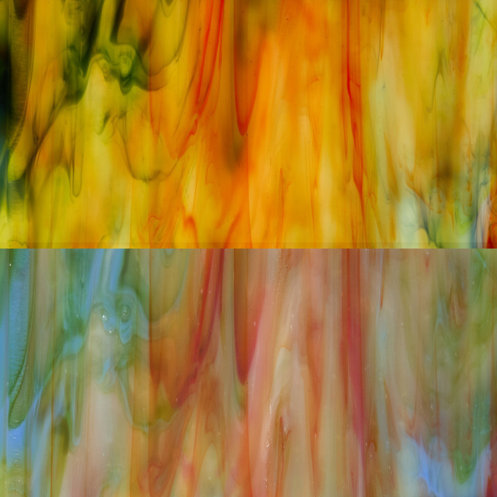 Glass Sheet Mixed Colors Streaky w/ multi colors