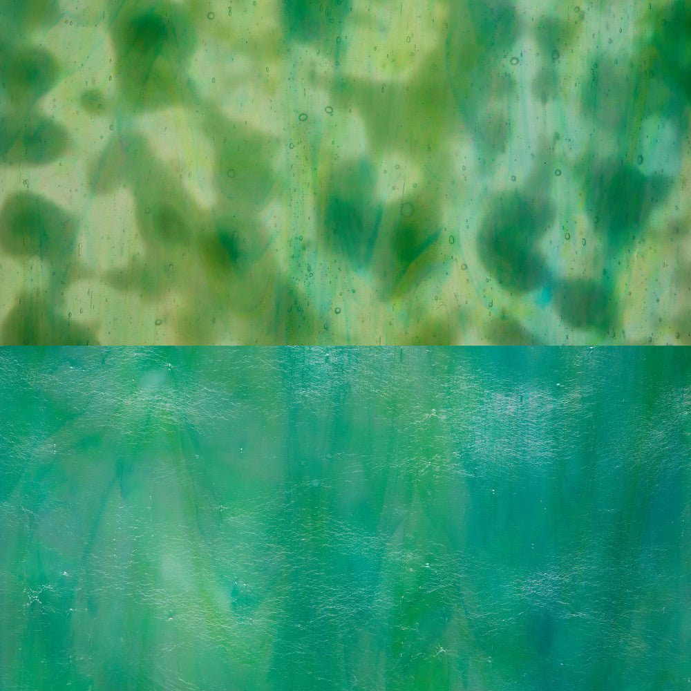 Glass Sheet Mixed Colors Mottled w/ Green/Aqua Streaky