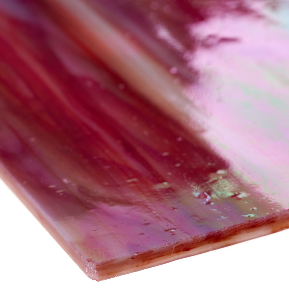 Glass Sheet Red Streaky w/ Multi Colors and Iridescent Finish