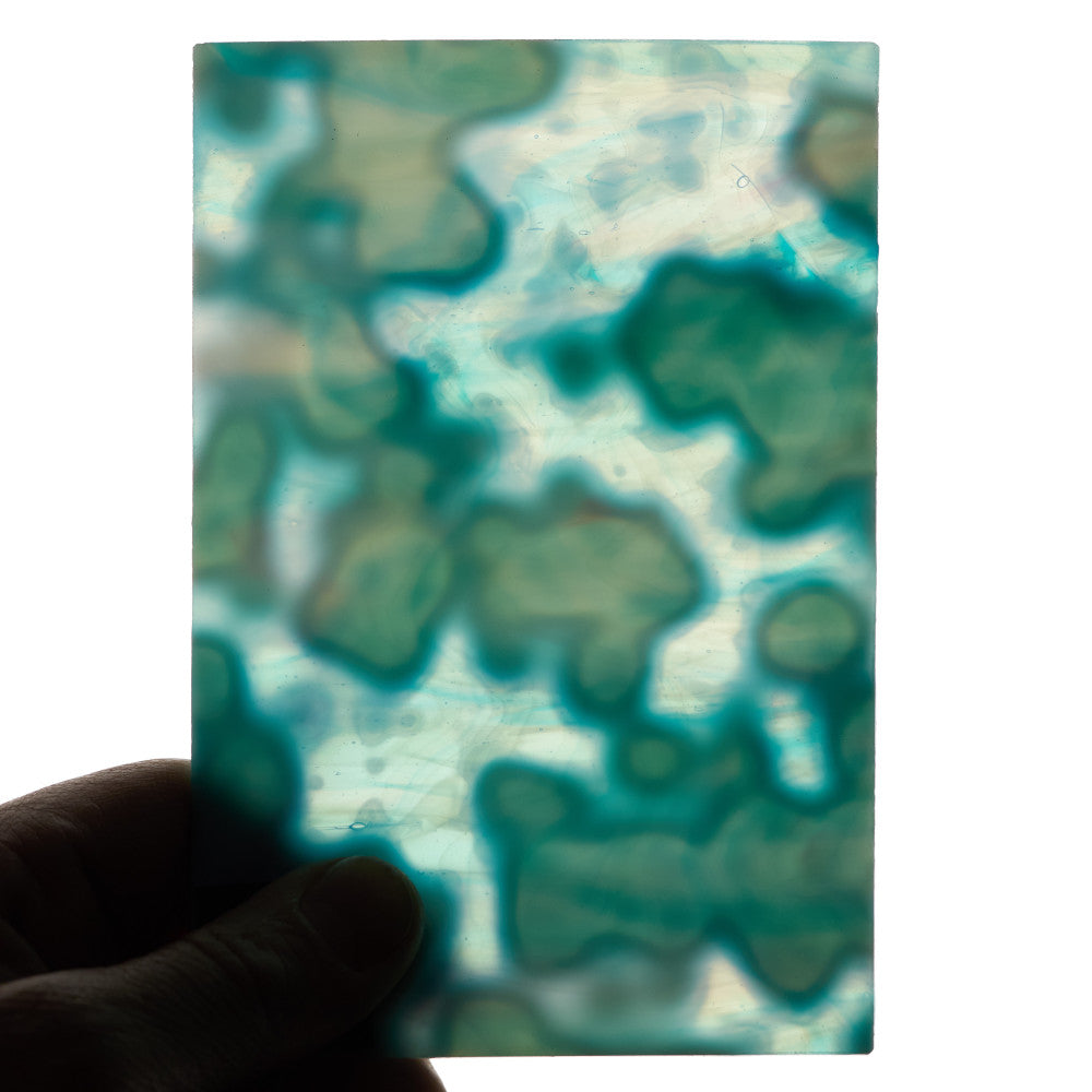 Glass Sheet Mixed Colors Mottled w/ Aqua/Pink/White Streaky