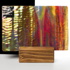 Rippled Glass Sheet Red Streaky w/ Multi Colors and Iridescent Finish