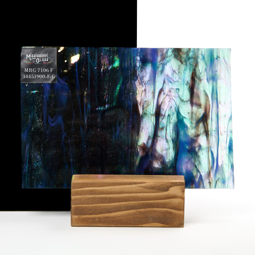 Iridescent Finish Flemish Glass Sheet Mixed Colors Streaky w/ Multi Colors