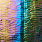 Iridescent Finish Rippled Glass Sheet Green Colors Streaky w/ Multi Colors