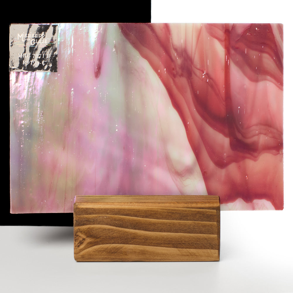 Glass Sheet Pink/Red Streaky w/ Iridescent Finish
