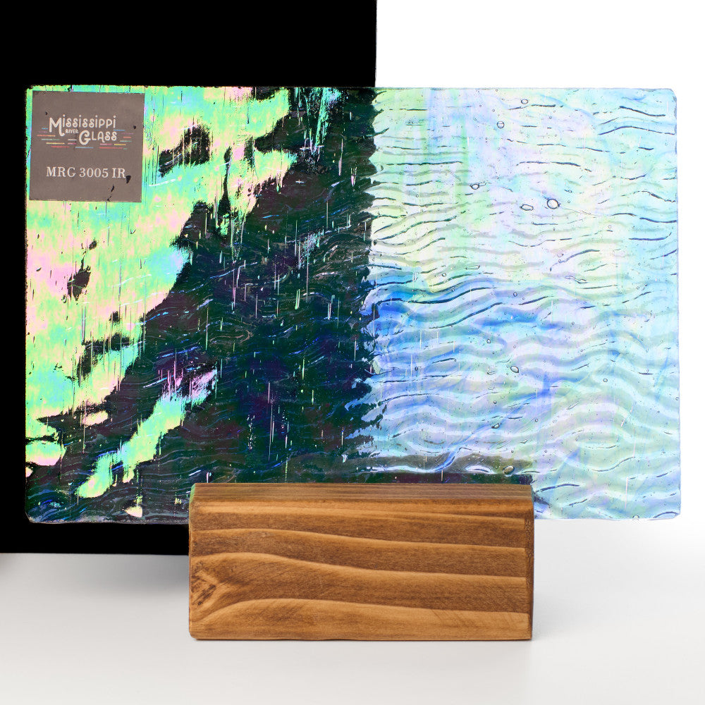 Rippled Glass Sheet Blue with Iridescent
