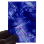 Glass Sheet Blue Streaky w/ White and Iridescent Finish