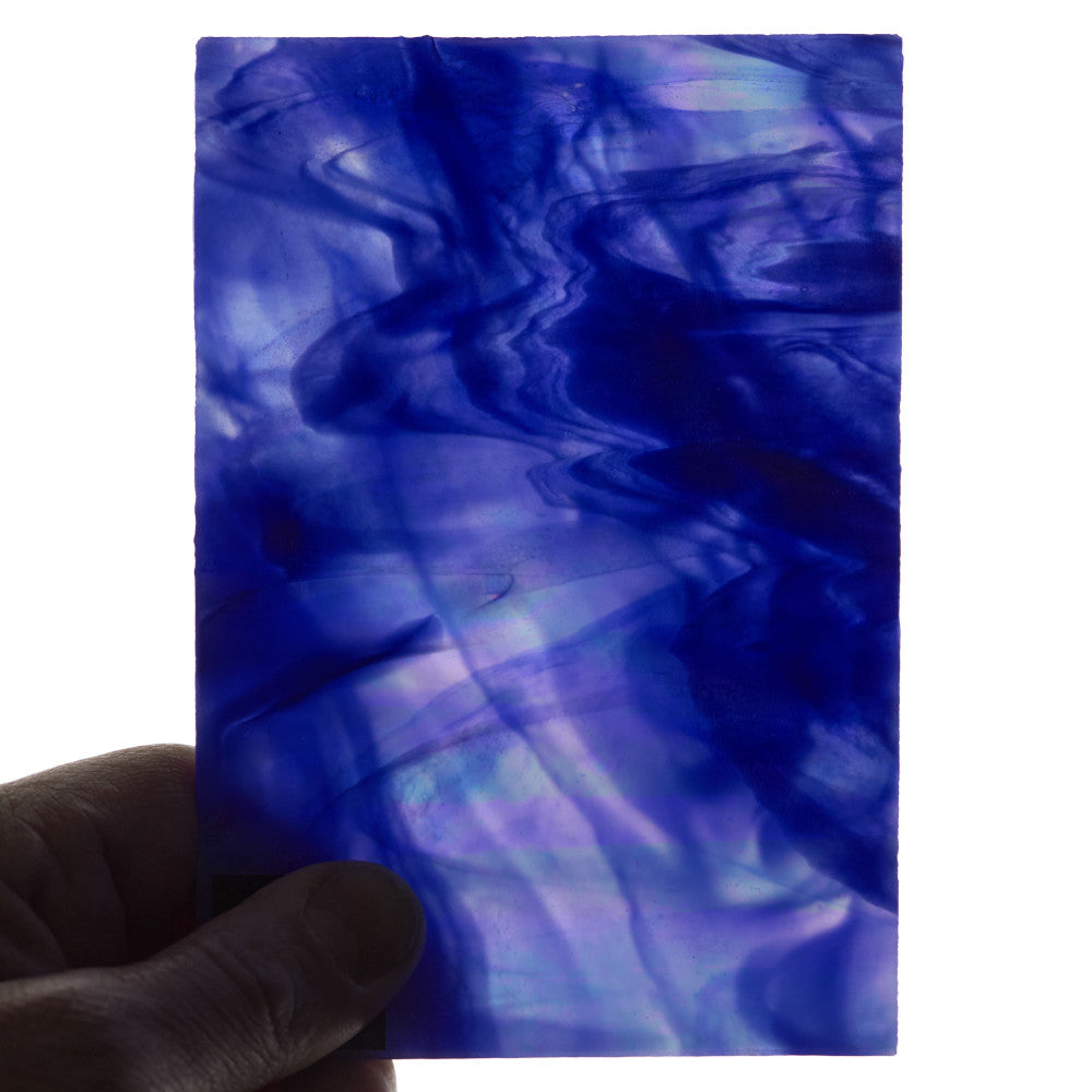 Glass Sheet Blue Streaky w/ White and Iridescent Finish