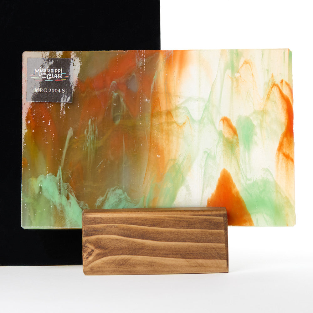 Glass Sheet Orange with Green Streaky