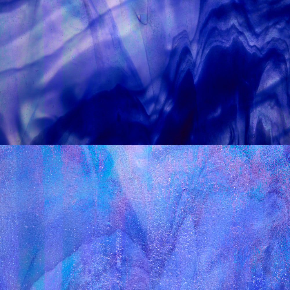 Glass Sheet Blue Streaky w/ White and Iridescent Finish