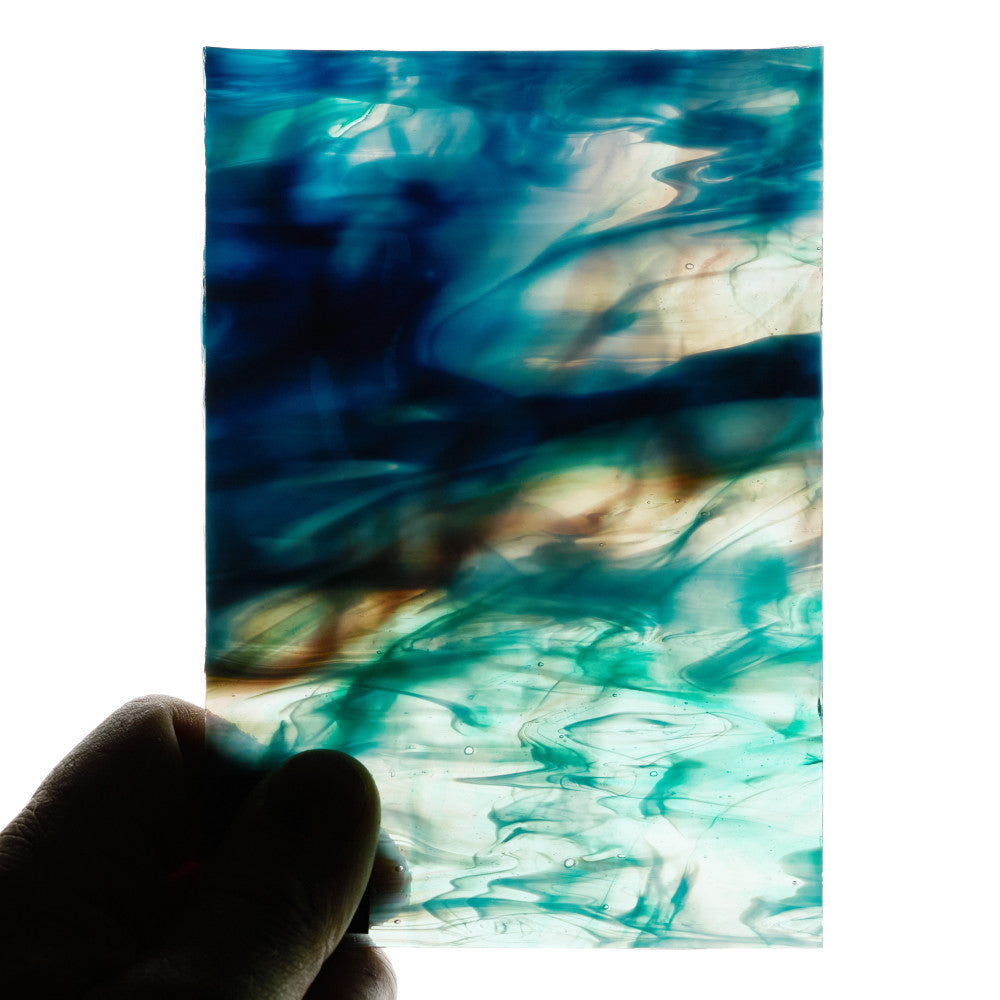 Glass Sheet Blue Streaky with Flemish Texture