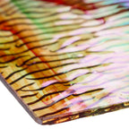 Rippled Glass Sheet Orange/Red Streaky w/ Multi Colors and Iridescent Finish